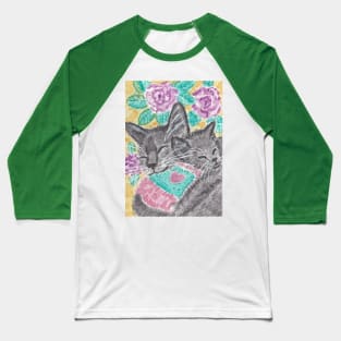 Mother and baby kitten cat art Baseball T-Shirt